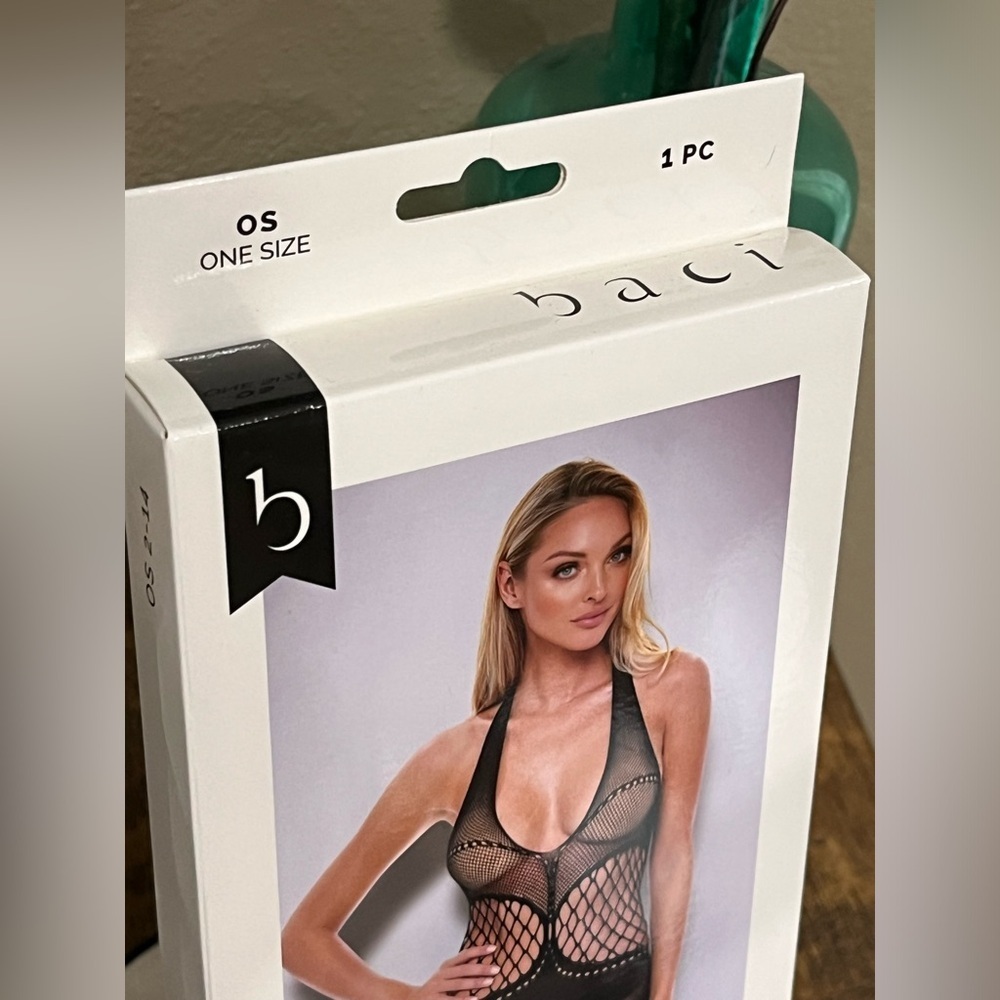Baci Black Halter Mini Dress lingerie, new! - Picture 2 of 5